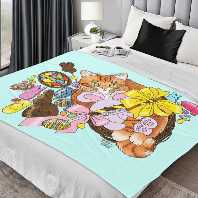 Niedlich Orangefarbene Osterkatze Fleecedecke (Von Creator hochgeladen)