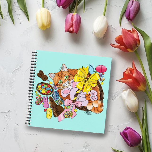 Niedlich Orangefarbene Osterkatze Notizbuch (Von Creator hochgeladen)