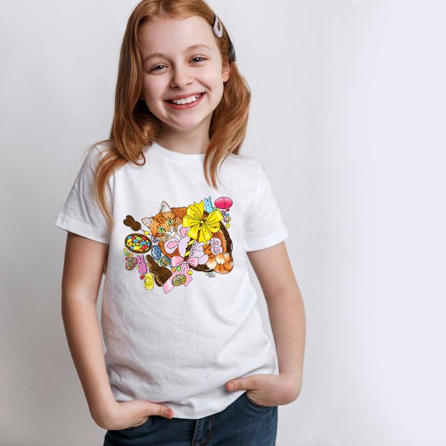 Niedlich Orangefarbene Osterkatze T-Shirt (Von Creator hochgeladen)