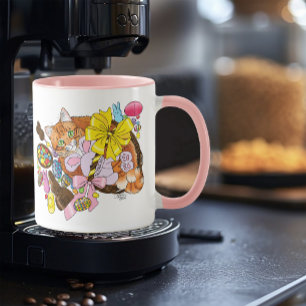 Niedlich Orangefarbene Osterkatze Tasse