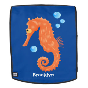 Niedlich orangefarbene Seepferd-Blasen Cartoon-Abb Rucksack