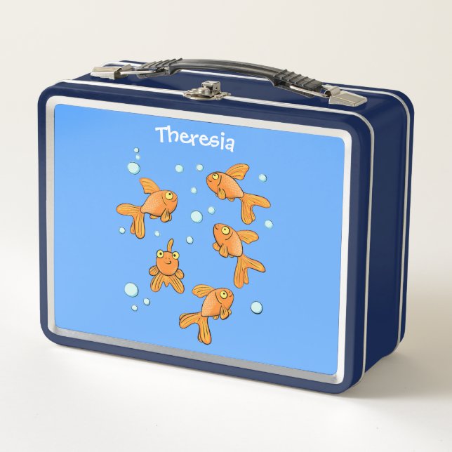 Niedlich orangefarbener Goldfisch auf der Abbildun Metall Brotdose (Vorderseite)