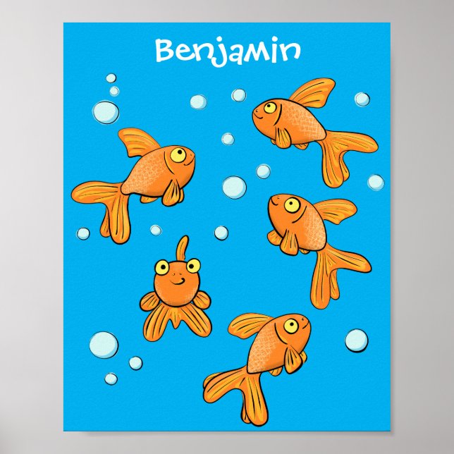Niedlich orangefarbener Goldfisch auf der Abbildun Poster (Vorne)
