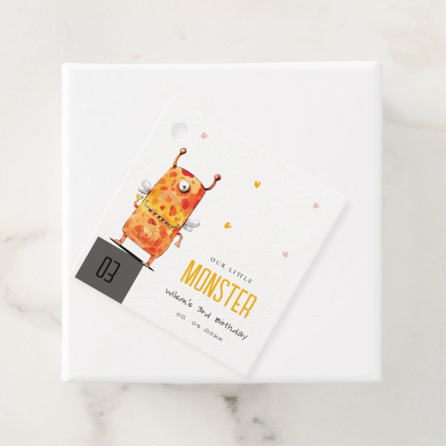 Niedlich orangefarbenes Ein Mit Augen Monster Kind Geschenkanhänger (Beispiel)