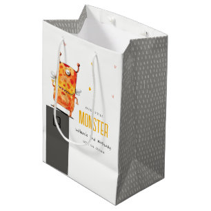 Niedlich orangefarbenes Ein Mit Augen Monster Kind Mittlere Geschenktüte