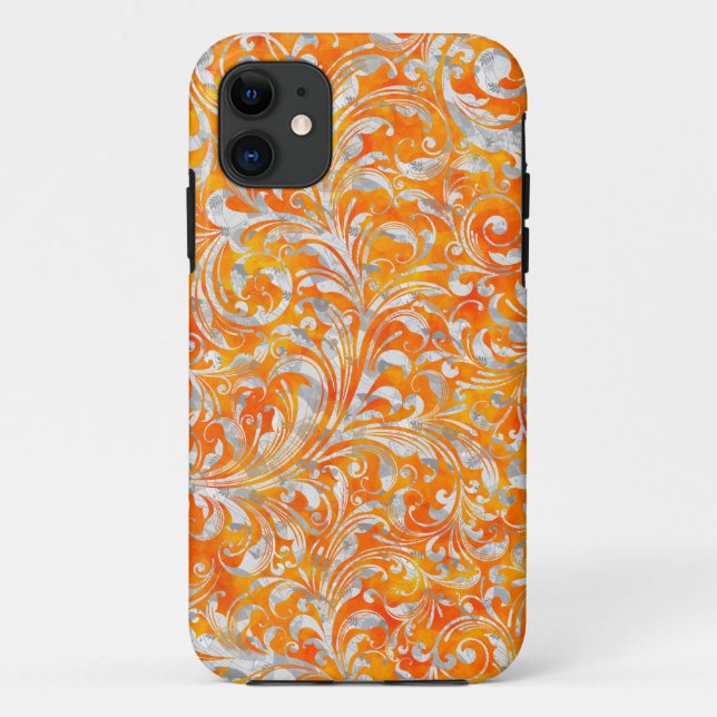 Niedlich orangefarbenes, wirbelfarbenes Design Case-Mate iPhone Hülle (Rückseite)