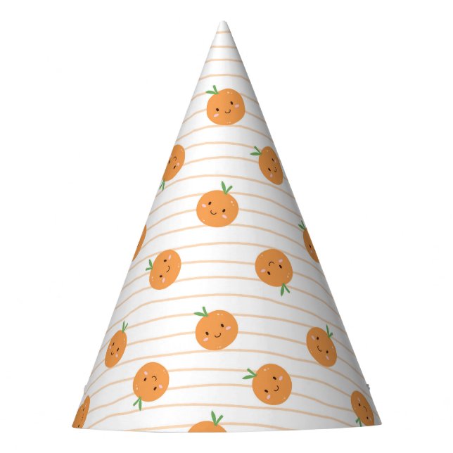 Niedlich Orangen Print - Party Hat Partyhütchen (Vorderseite)