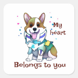 Niedlich Orangenkorgi für eine positive Stimmung Quadratischer Aufkleber