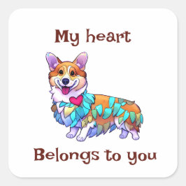 Niedlich Orangenkorgi für eine positive Stimmung Quadratischer Aufkleber