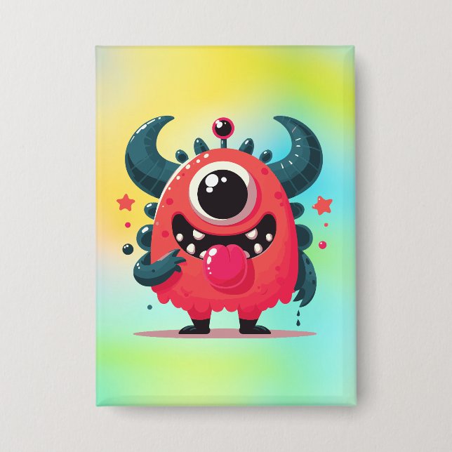 Niedlich Orangenmonster-Cartoon-67423 Button (Vorderseite)