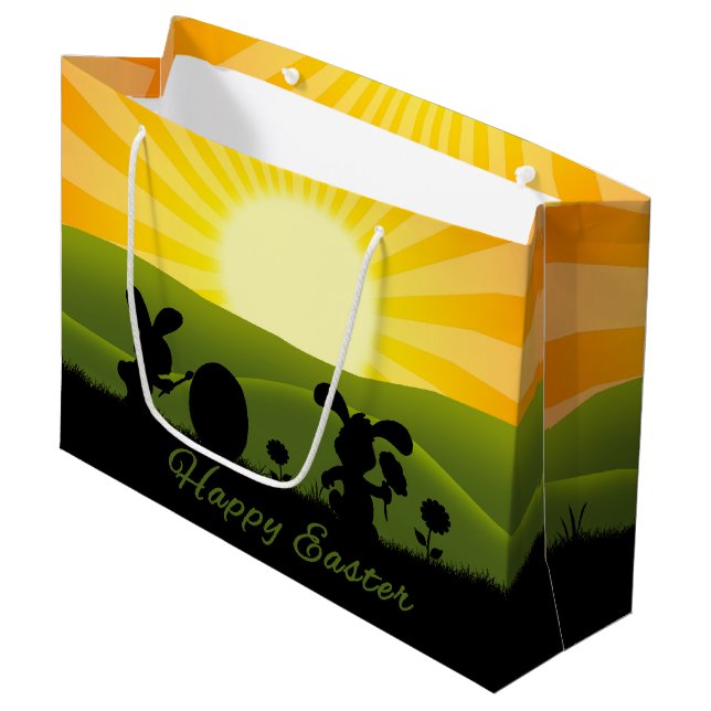 Niedlich Ostergebälk Große Geschenktüte (Vorderseite Schrägansicht)
