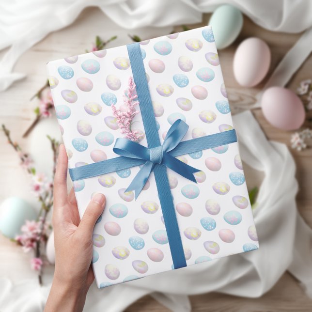 Niedlich Osterhase 01 Geschenkpapier (Easter wrapping paper with soft Easter eggs in paster colors)