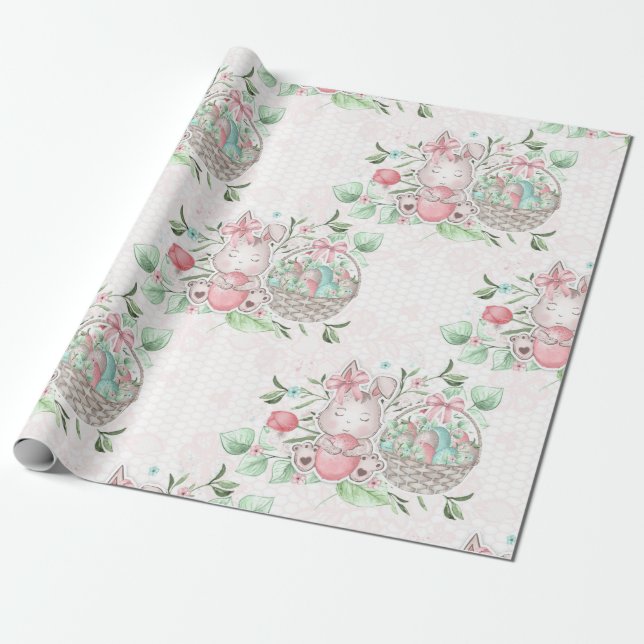Niedlich Osterhase Geschenkpapier (Ungerollt)