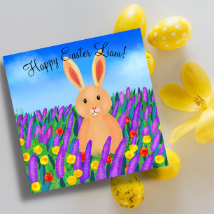 Niedlich Osterhase in den Blume Karte
