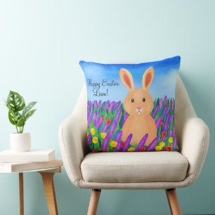 Niedlich Osterhase in den Blume Kissen