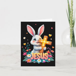 Niedlich Osterhase Jesus Faith Cross Christlich Karte