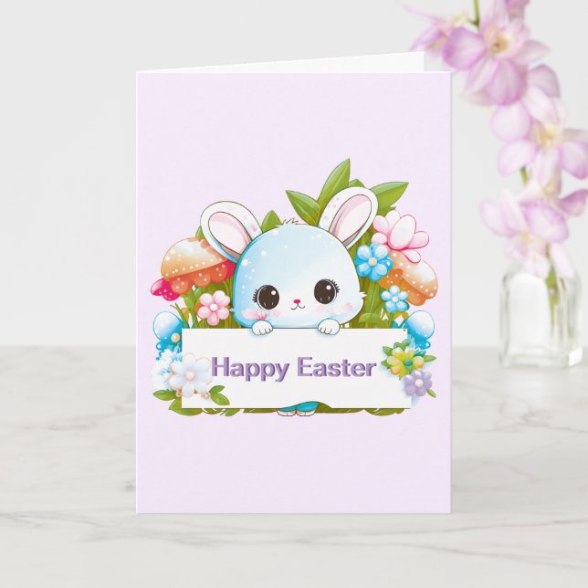 Niedlich Osterhase Karte (Orchidee)