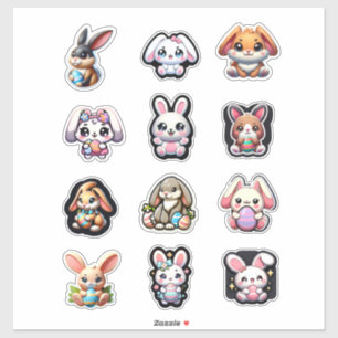 Niedlich Osterhase Kawaii Aufkleber