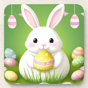 Niedlich Osterhase mit dekorativen Eiern Getränkeuntersetzer