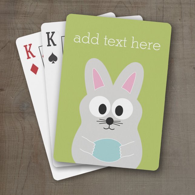Niedlich Osterhase mit Ei und Individuelle Name Spielkarten (Personalized Playing Cards )