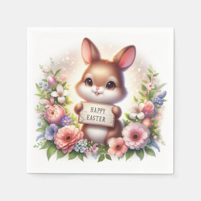 Niedlich Osterhase Osterfest Serviette (Vorderseite)
