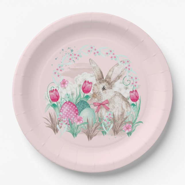 Niedlich Osterhase Pappteller (Vorderseite)
