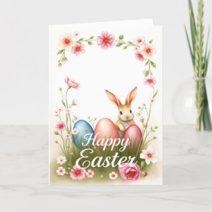 Niedlich Osterhase und Eggen Frühlingsurlaub Wünsc Feiertagskarte