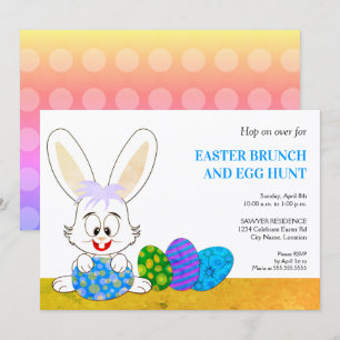 Niedlich Osterhase und Eierspeise Party Einladung