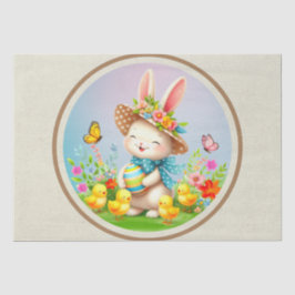 Niedlich Osterhase und glückliche Frühlingsblumen Seidenpapier