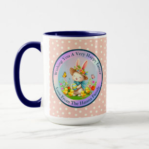 Niedlich Osterhase und glückliche Frühlingsblumen  Tasse