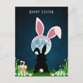 Niedlich Osterhase und Vollmond Ostern Postkarte
