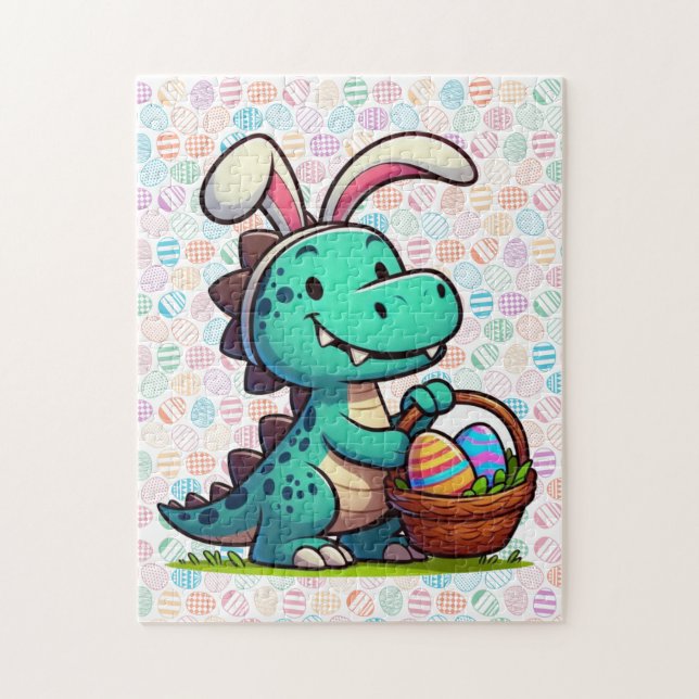 Niedlich, Osterhasen-Dinosaurier Puzzle (Vertikal)