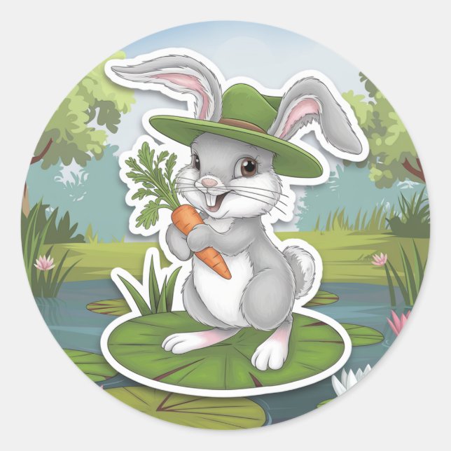 Niedlich Osterhasensticker Runder Aufkleber (Vorderseite)
