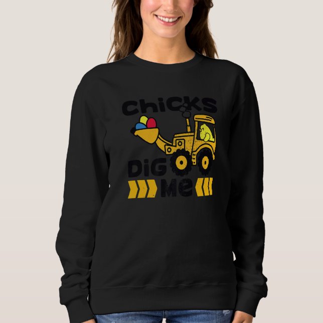 Niedlich Osterhühner Dickicht Me Bulldozer Ostern  Sweatshirt (Vorderseite)