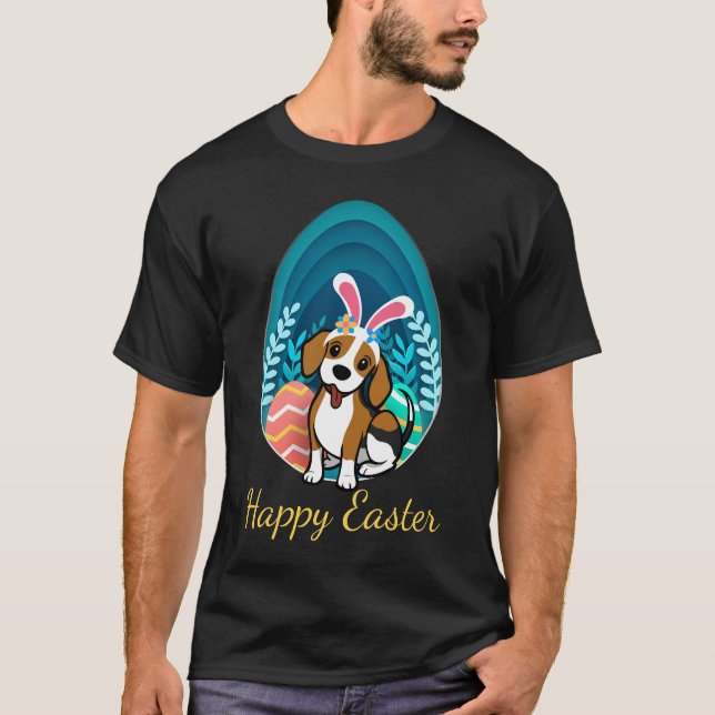 Niedlich Ostern Beagle Happy T-Shirt (Vorderseite)