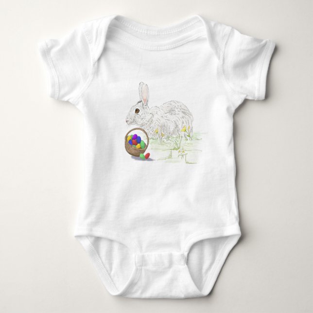 Niedlich Ostern Bunny Colorful Ostereier Baby Strampler (Vorderseite)