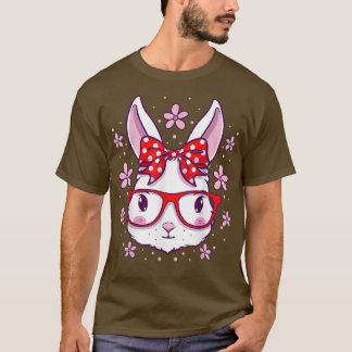 Niedlich Ostern Bunny Face Brille Bow Girls Easter T-Shirt