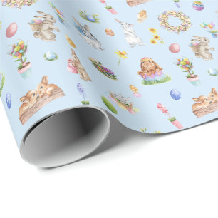 Niedlich Ostern Bunny Pattern Wasserfarbe Einzigar Geschenkpapier