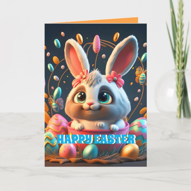 Niedlich Ostern Bunny Rabbit Personalisiert Kids F Karte (Vorderseite)