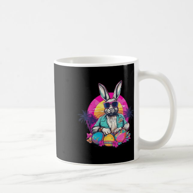 Niedlich Ostern Bunny Retro Miami Look farbenfrohe Kaffeetasse (Rechts)