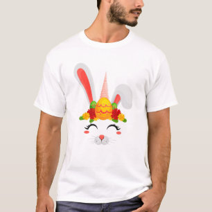 Niedlich Ostern Bunny Unicorn Gesichtsausdruck Ei T-Shirt