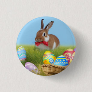 Niedlich Ostern-Bunnyum für eine positive Stimmung Button