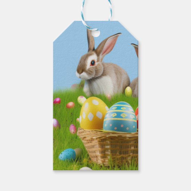 Niedlich Ostern-Bunnyum für eine positive Stimmung Geschenkanhänger (Vorderseite)