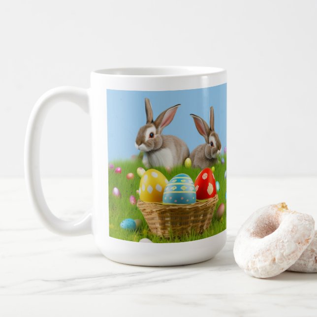 Niedlich Ostern-Bunnyum für eine positive Stimmung Kaffeetasse (Mit Donut)