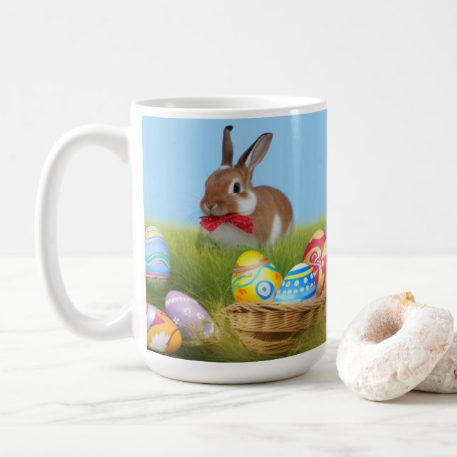 Niedlich Ostern-Bunnyum für eine positive Stimmung Kaffeetasse (Mit Donut)