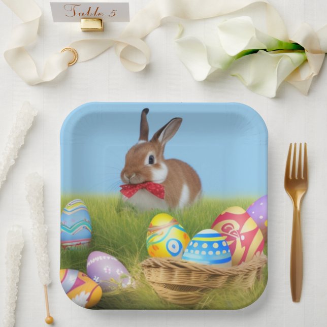 Niedlich Ostern-Bunnyum für eine positive Stimmung Pappteller (Hochzeit)