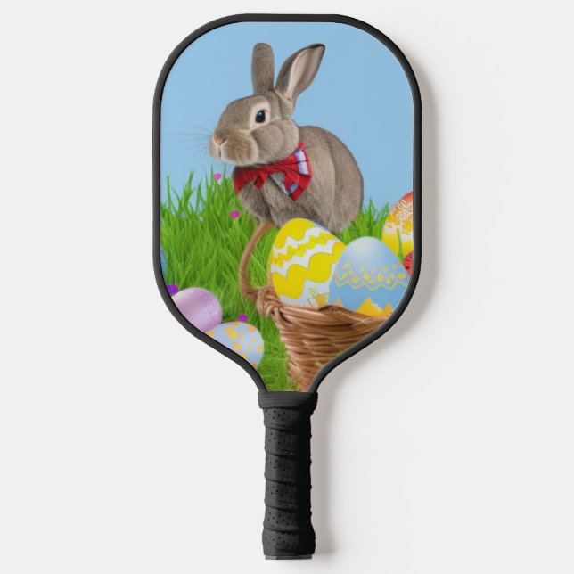 Niedlich Ostern-Bunnyum für eine positive Stimmung Pickleball Schläger (Vorderseite)