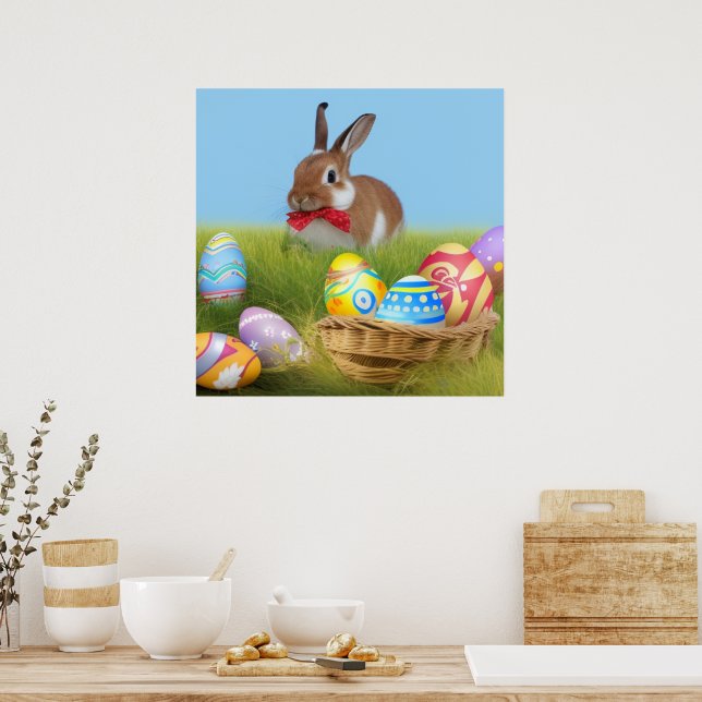 Niedlich Ostern-Bunnyum für eine positive Stimmung Poster (Küche)
