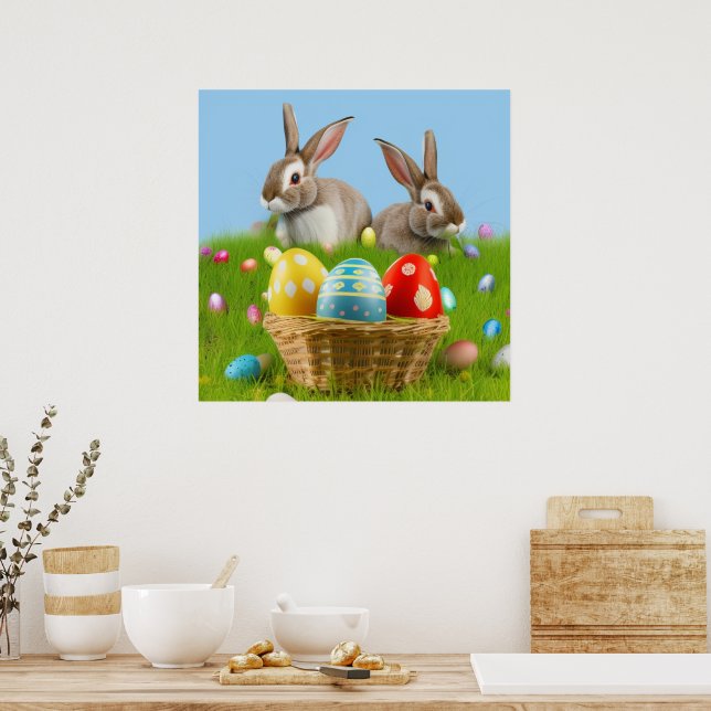 Niedlich Ostern-Bunnyum für eine positive Stimmung Poster (Küche)