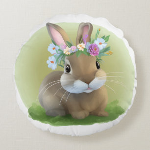 Niedlich Ostern-Bunnyum für eine positive Stimmung Rundes Kissen